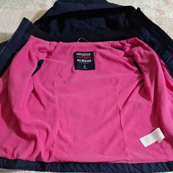 Hollister All Weather Jacket Womens Small Blue Fleece Lined Water Resistant - Picture 3 of 11